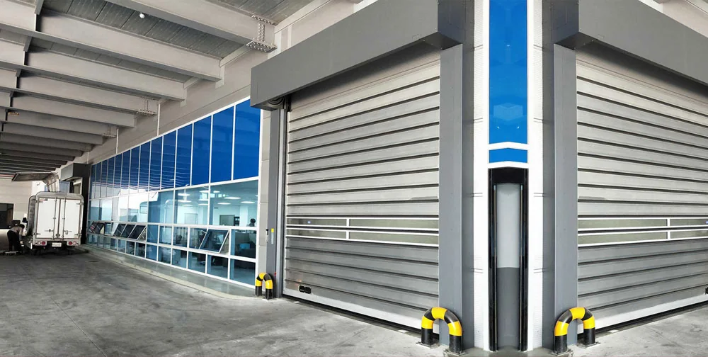 High-speed rigid door installed at an industrial facility